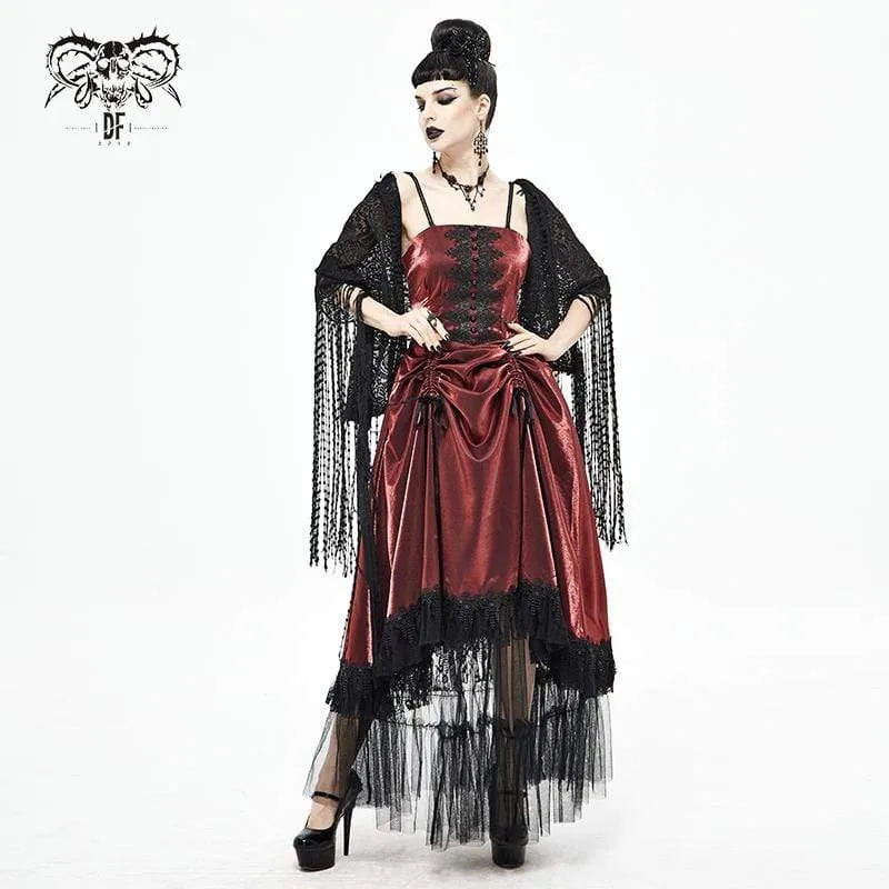 Gothic Crochet Quasten für Damen Schwarzer Umhang