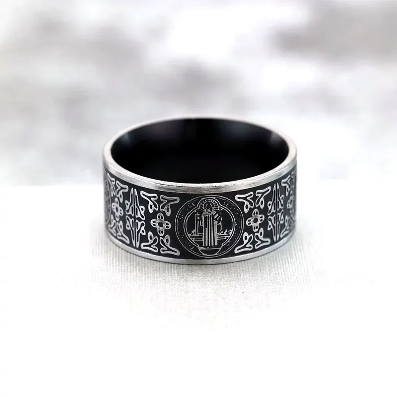 Punk-Retro-Ring für Herren mit Emblem und verziertem Muster