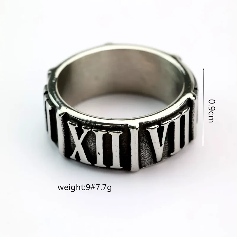 Punk-Ring für Herren mit römischem Ziffernmuster