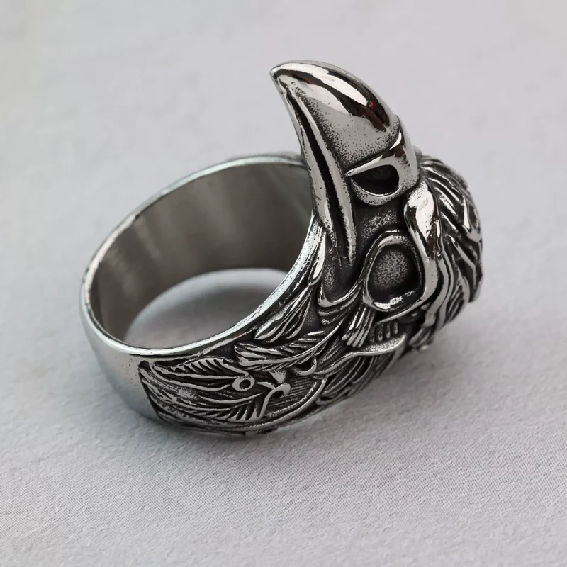 Herren-Ring mit Punk-Rabenkopf