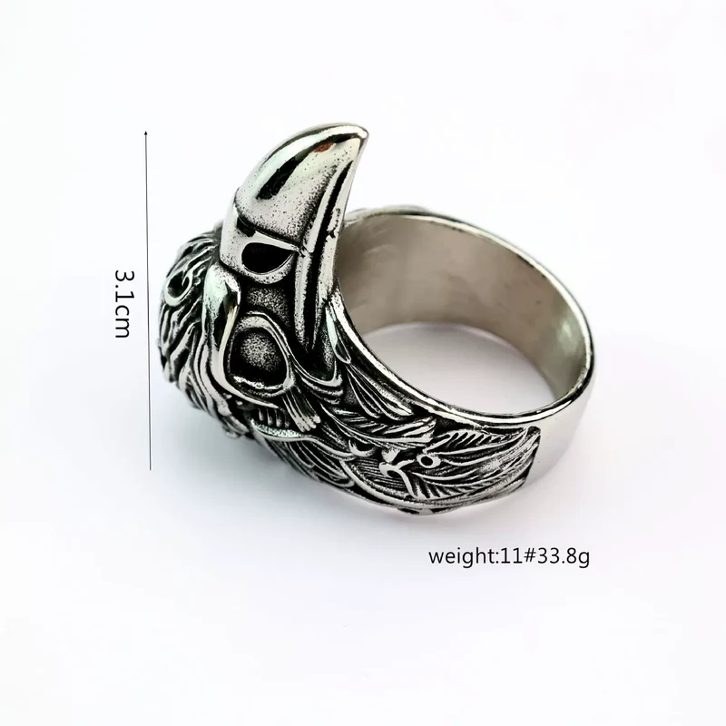 Herren-Ring mit Punk-Rabenkopf