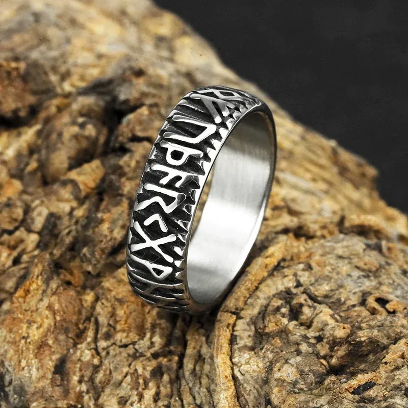 Punk-Ring mit nordischen Runen für Herren