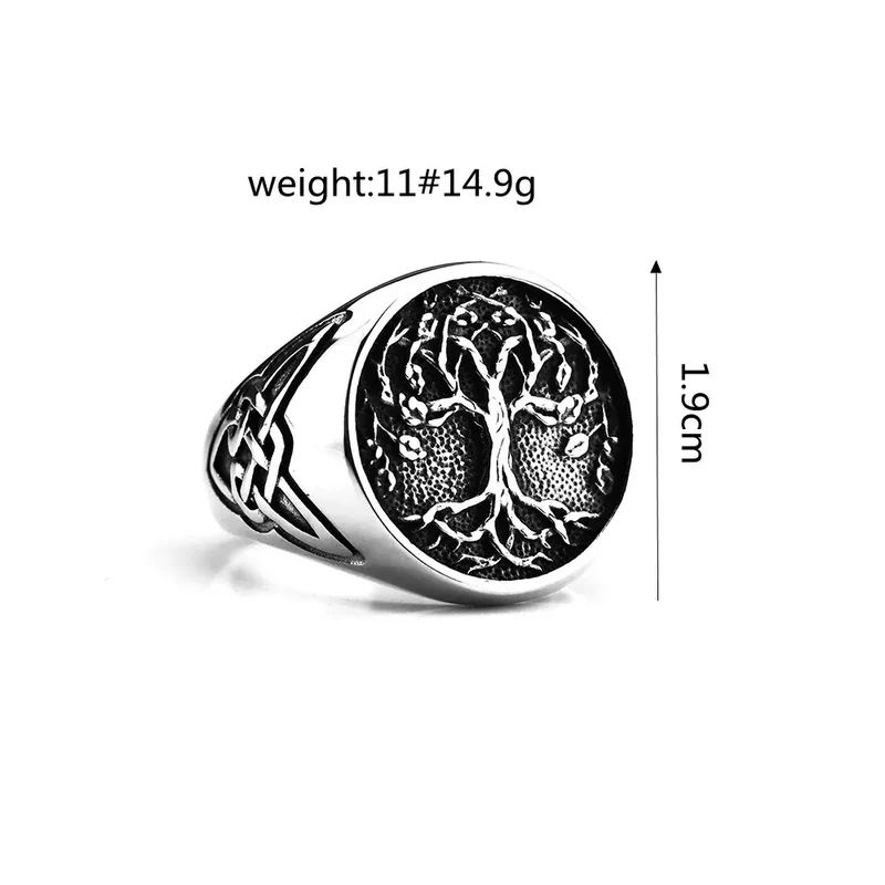 Punk-Ring für Herren im nordischen Stil mit Yggdrasil-Motiv
