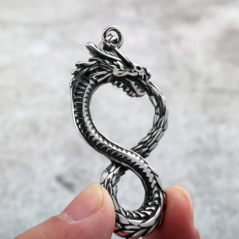 Punk-Drachen-Unendlichkeitssymbol-Anhänger-Halskette für Herren