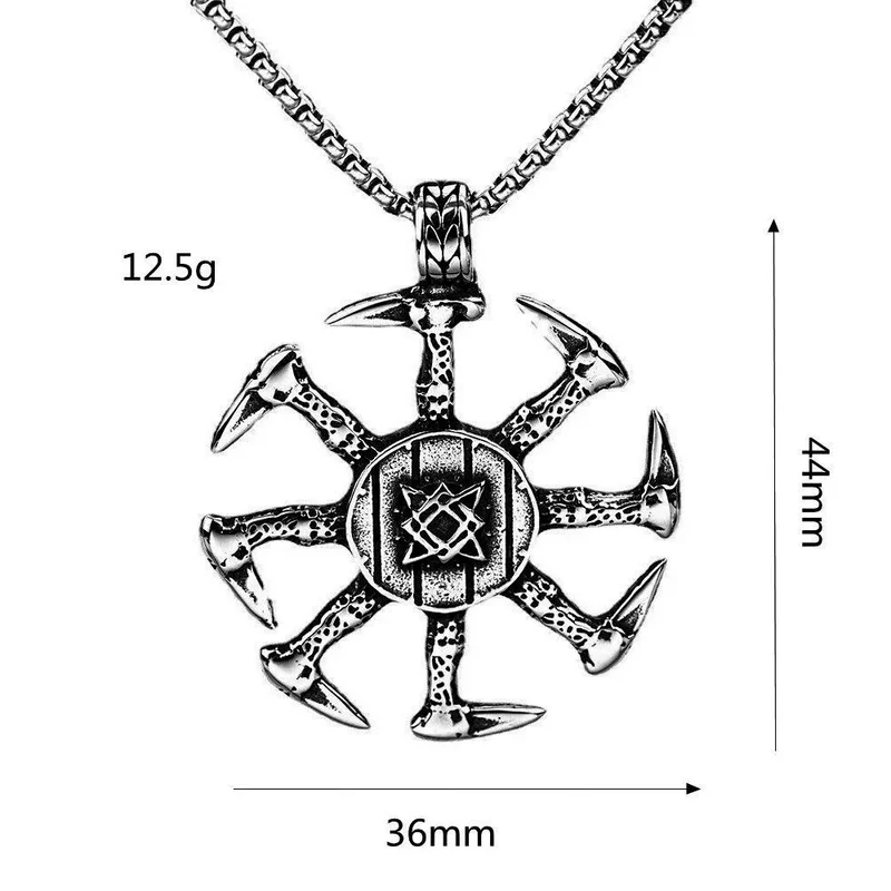 Punk-Halskette für Herren mit Anhänger in Form mehrerer Äxte und Symbol