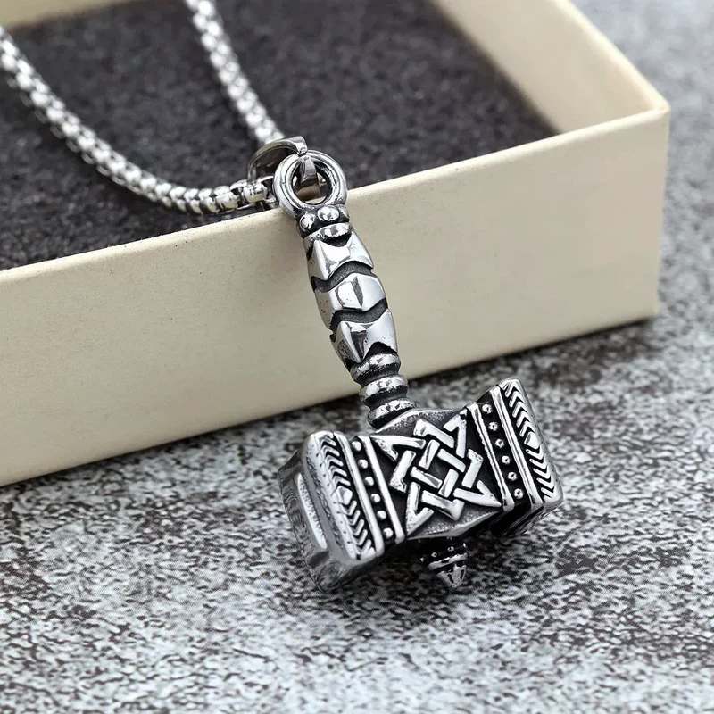 Herren-Punk-Wikinger-Mjölnir-Halskette