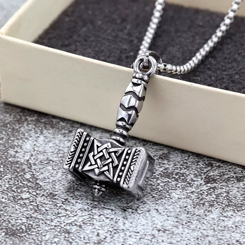 Herren-Punk-Wikinger-Mjölnir-Halskette