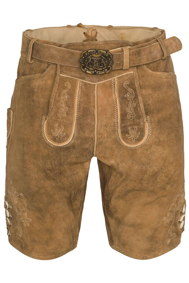 Herren Lederhose mit Gürtel kurz