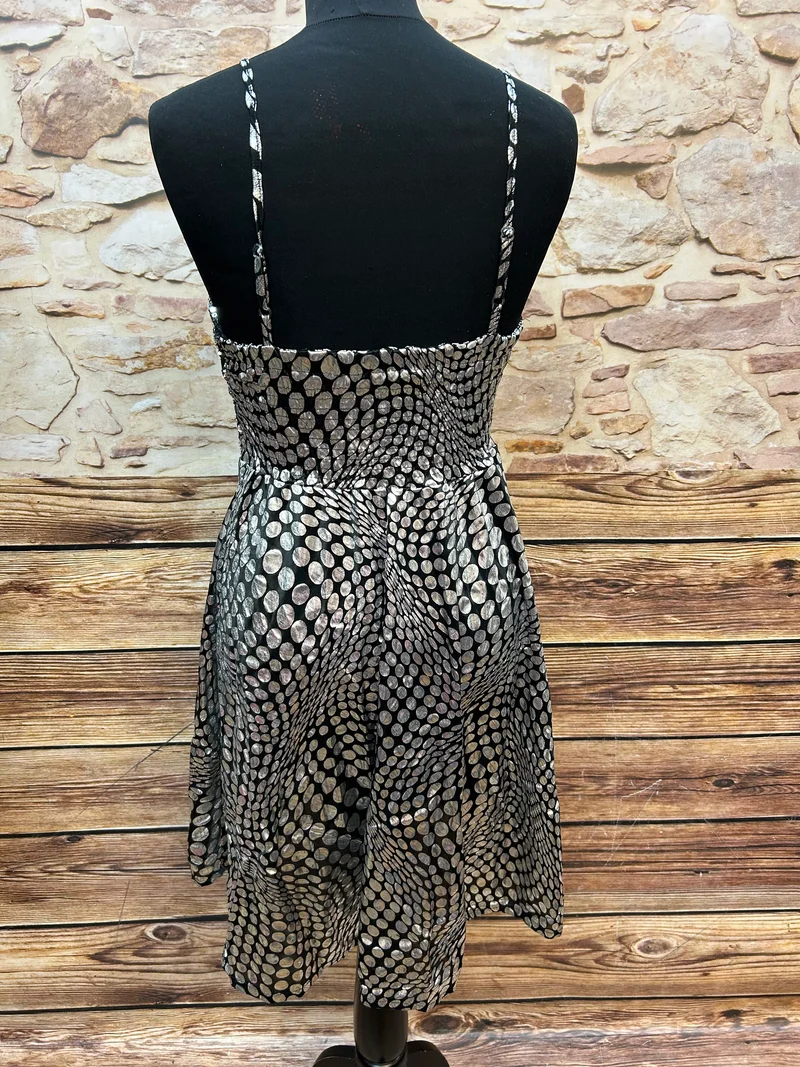 Vintage Cocktailkleid schwarz Pailletten trägerlos Z&S Gr. 38