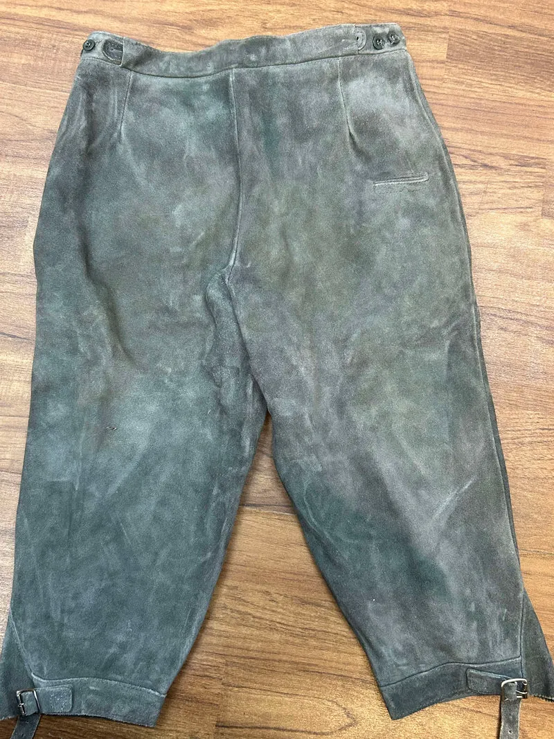 Vintage Kniebundlederhose Herren Bergfreund 1960er–1970er Grau Echtleder Gr. 44