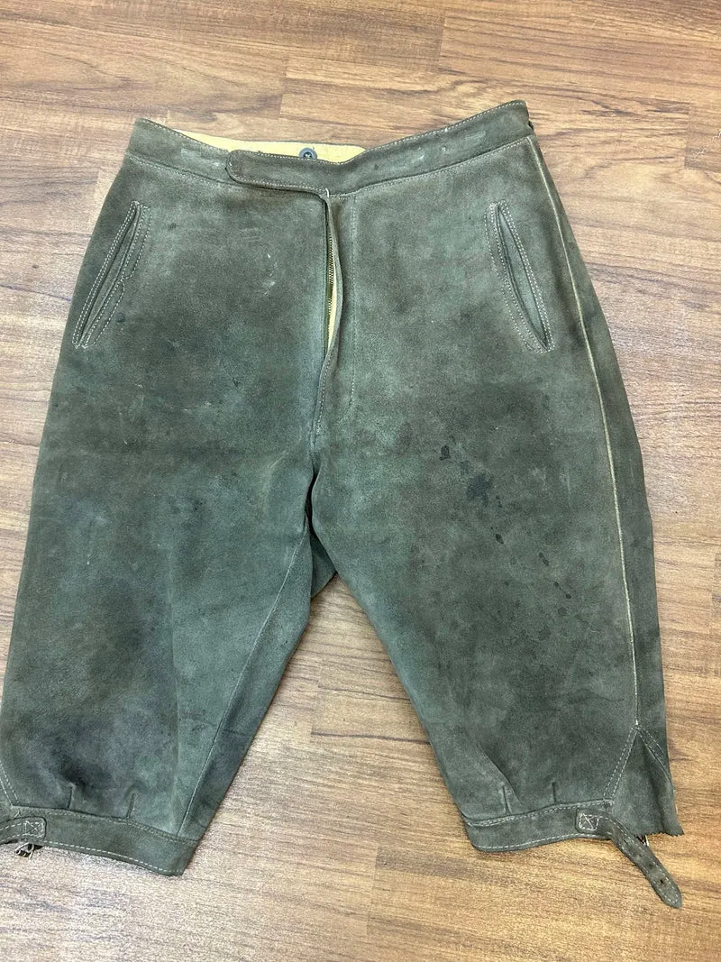 Vintage Lederhose Herren Kniebund Gr. ca. 46 – grün/braun Trachtenhose Gerry Weber Edition
