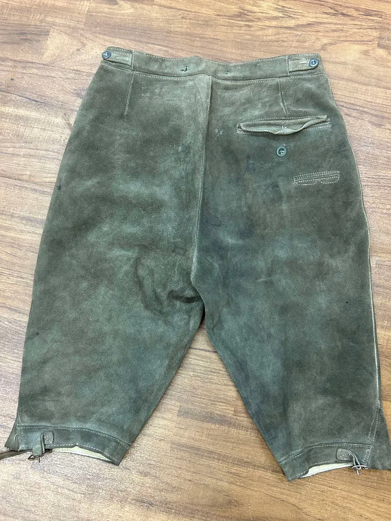 Vintage Lederhose Herren Kniebund Gr. ca. 46 – grün/braun Trachtenhose Gerry Weber Edition