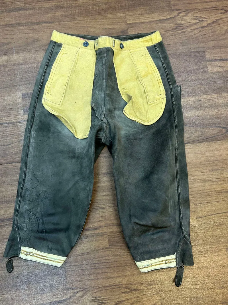 Vintage Lederhose Herren Kniebund Gr. 46 – dunkelbraune Trachtenhose aus Echtleder