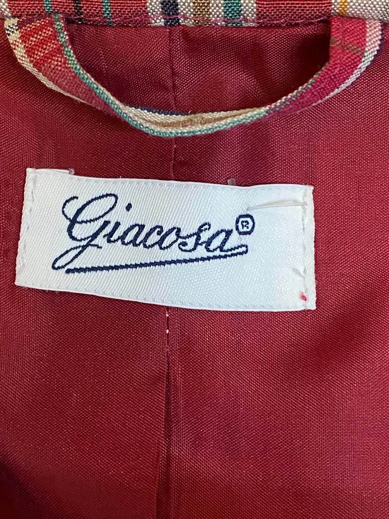 Vintage Damen Weste kariert Leinen Viskose Giacassa Größe 42