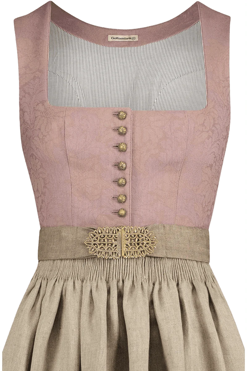 Dirndl lang mit Faltenrock und goldenen Knöpfen