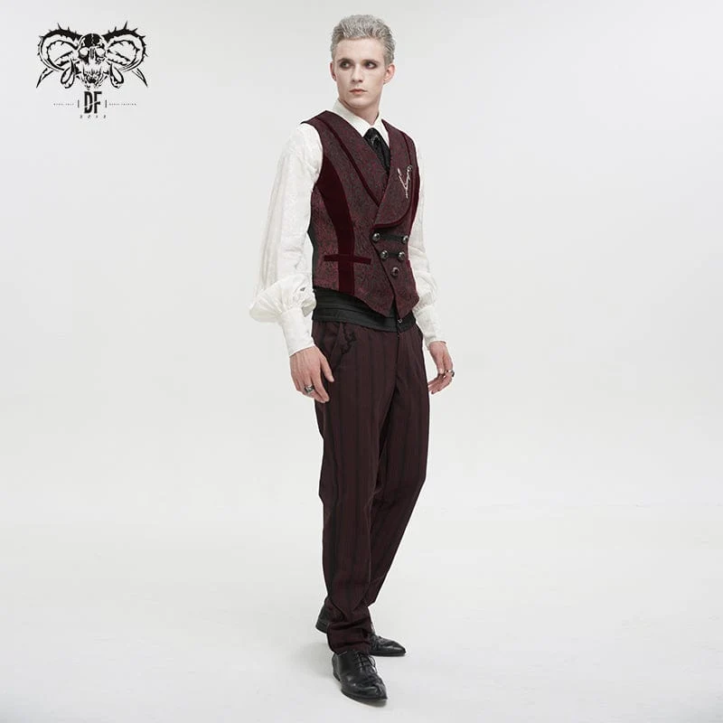Gothic gerippte Hose mit hoher Taille für Herren Rot