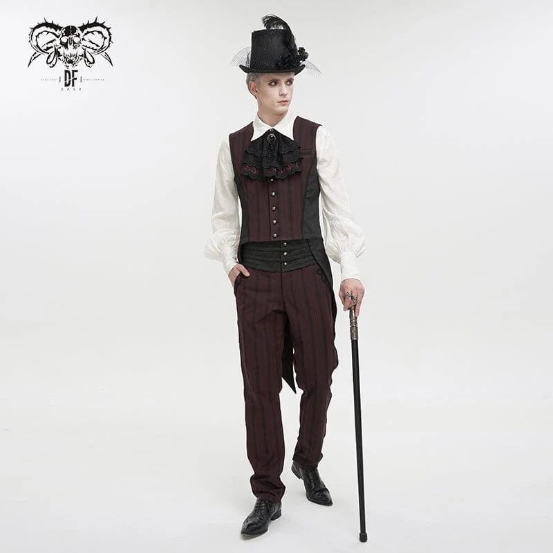 Gothic gerippte Hose mit hoher Taille für Herren Rot
