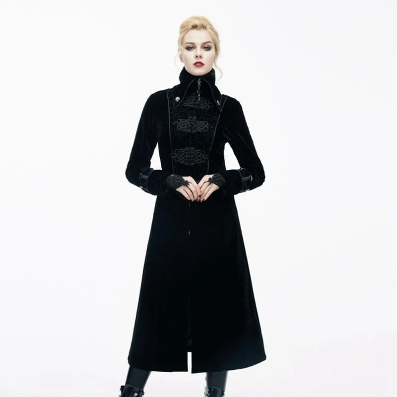 Damen Goth Princess Cut Mantel mit aufwendigen Froschverschluss