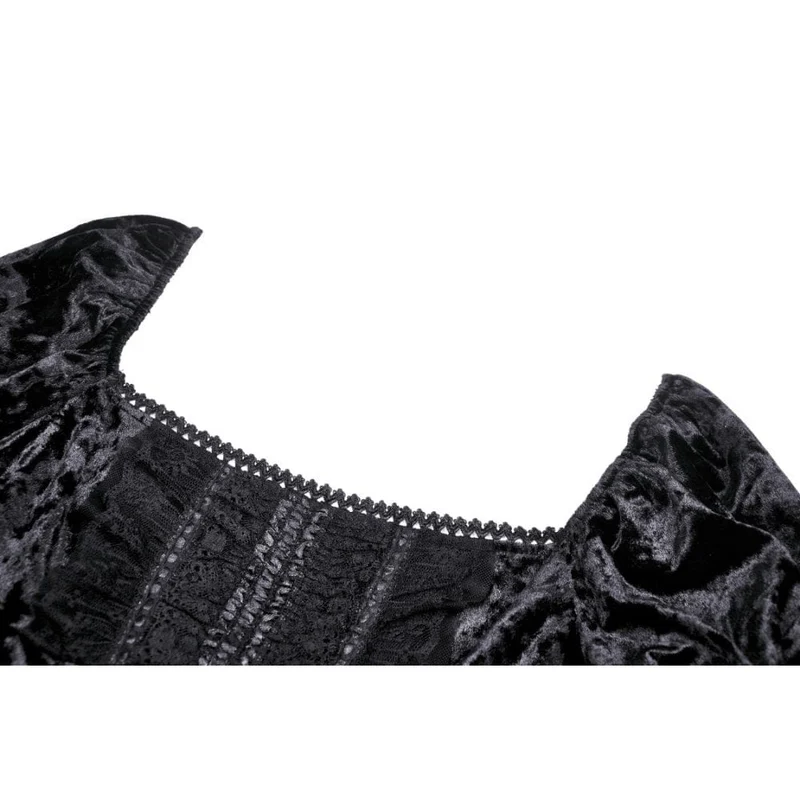 Damen-Gothic-Kleid aus Samt mit Spitzenärmeln