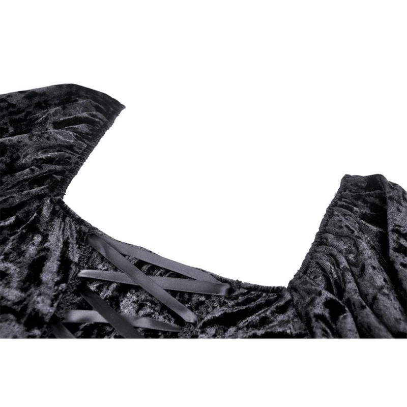 Damen-Gothic-Kleid aus Samt mit Spitzenärmeln
