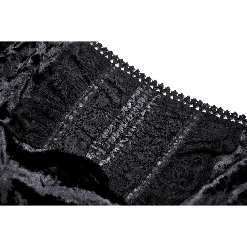 Damen-Gothic-Kleid aus Samt mit Spitzenärmeln
