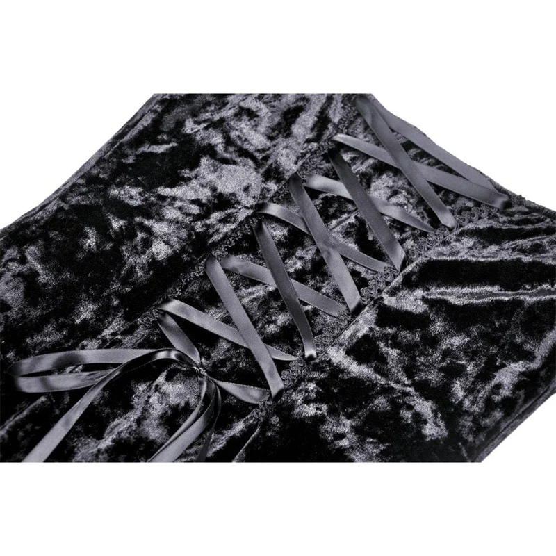 Damen-Gothic-Kleid aus Samt mit Spitzenärmeln