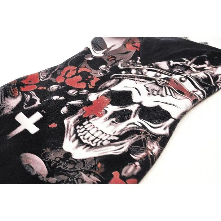 Gothic-Hexen-Slipkleid mit Totenkopf-Print für Damen