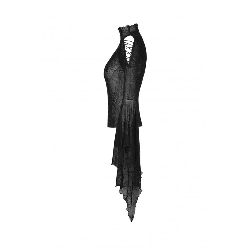 Gothic Flared Sleeved Spider Web Sheer Shirt für Damen