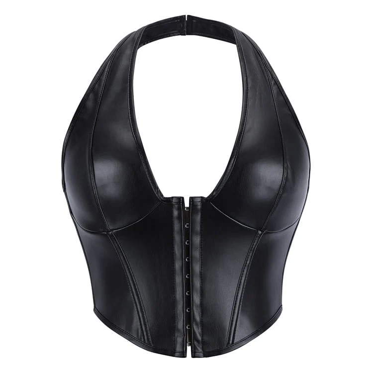 Gothic-Schnürkorsett für Damen mit Neckholder und Überbrustumfang