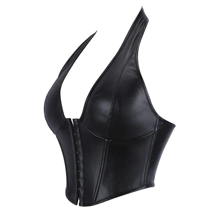 Gothic-Schnürkorsett für Damen mit Neckholder und Überbrustumfang