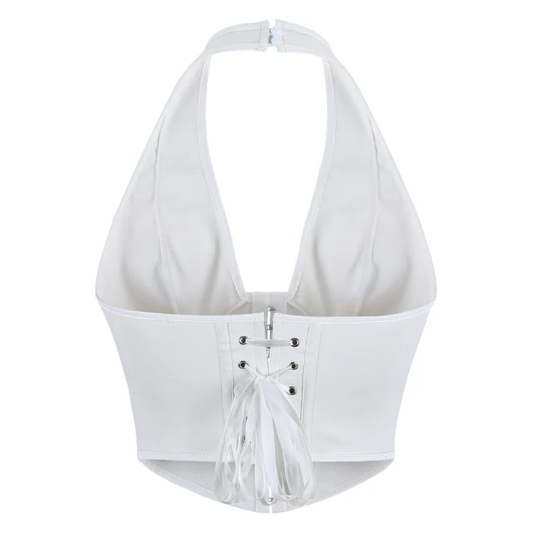 Gothic-Schnürkorsett für Damen mit Neckholder und Überbrustumfang