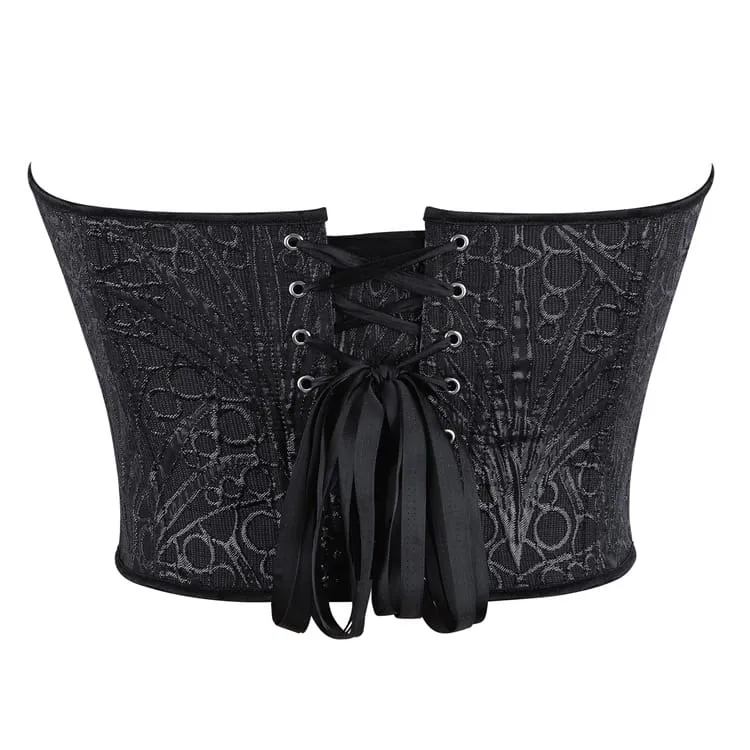 Gothic-Herz-V-Ausschnitt Jacquard-Schnürkorsett für Damen mit Überbrustumfang