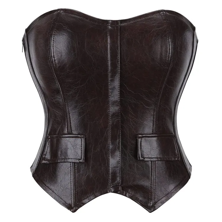 Gothic-Korsett für Damen im Used-Look mit Schnürung und Überbrustumfang