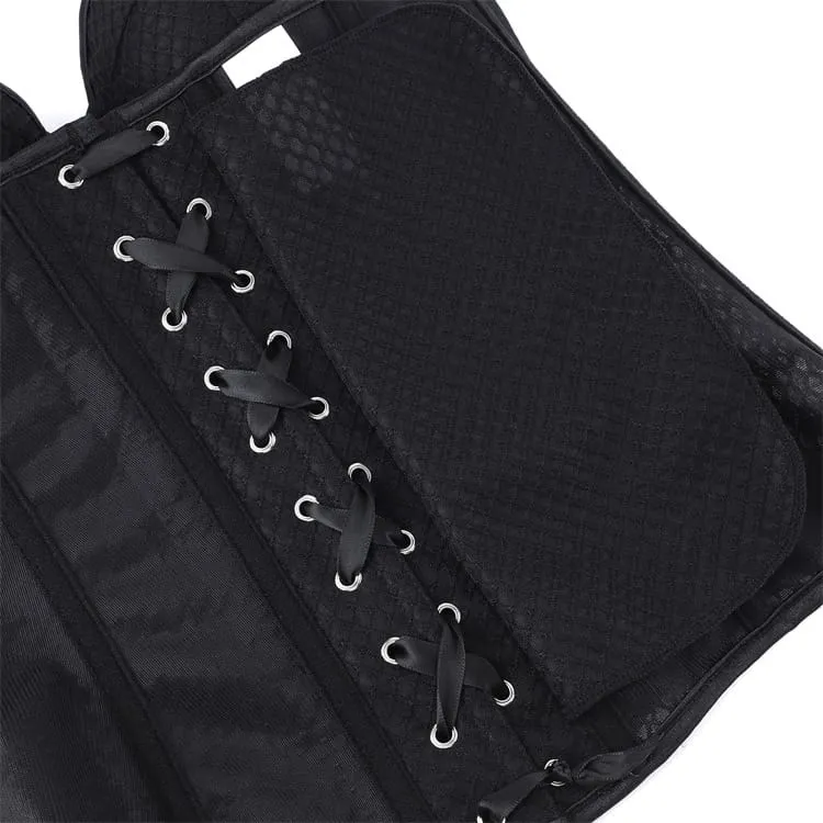Gothic-Korsett für Damen aus transparentem Netzstoff mit Schnürung über der Brust