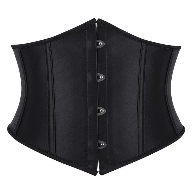 Gothic-Unterbrustkorsett für Damen, einfarbig schwarz, mit Schnürung