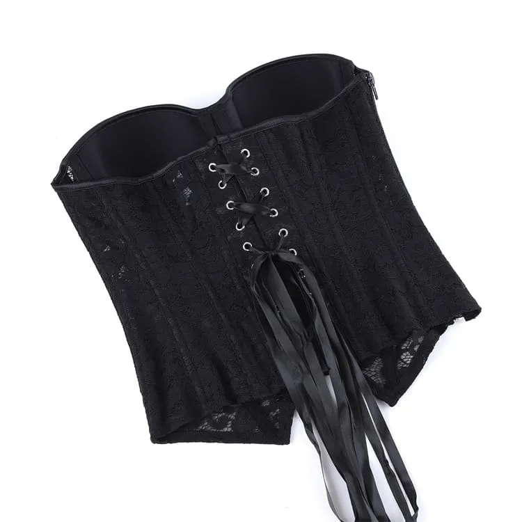 Gothic-Korsett für Damen mit unregelmäßigem Blumenmuster und Mesh-Einsatz über der Brust