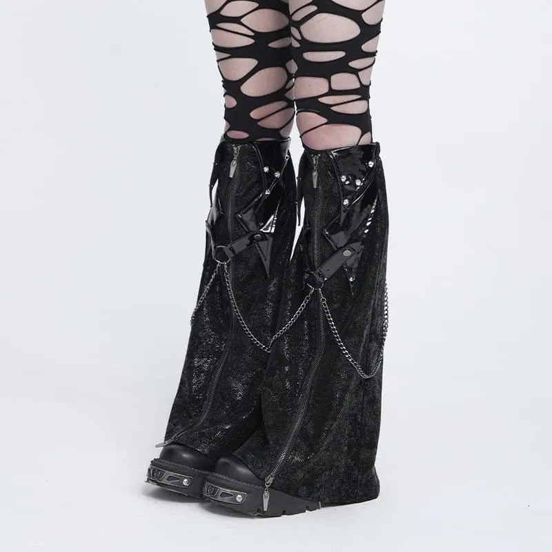 Punk-Beinstulpen für Damen mit Nieten, Ketten und Reißverschluss