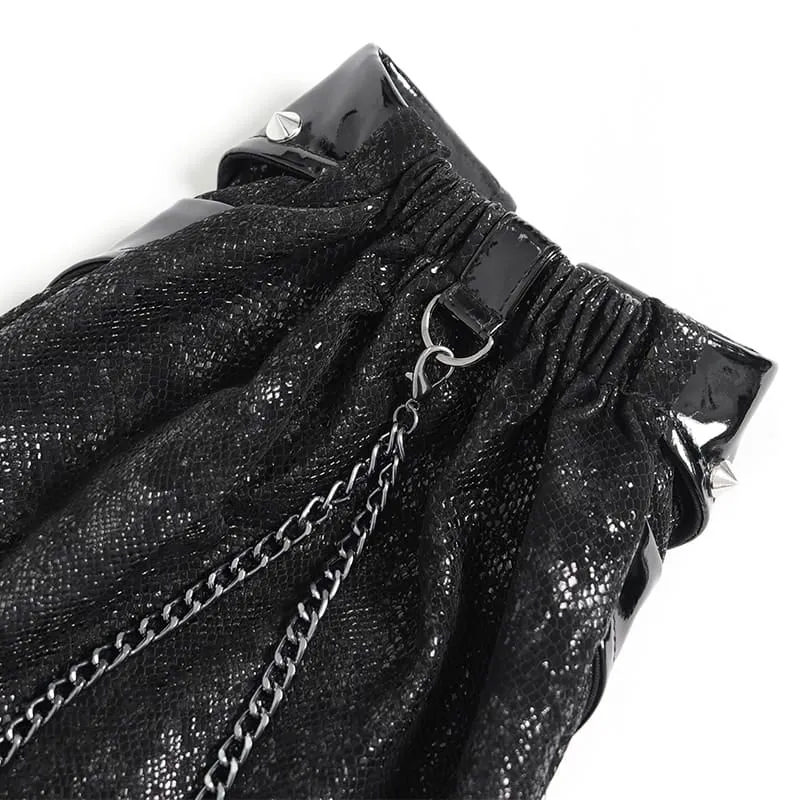 Punk-Beinstulpen für Damen mit Nieten, Ketten und Reißverschluss