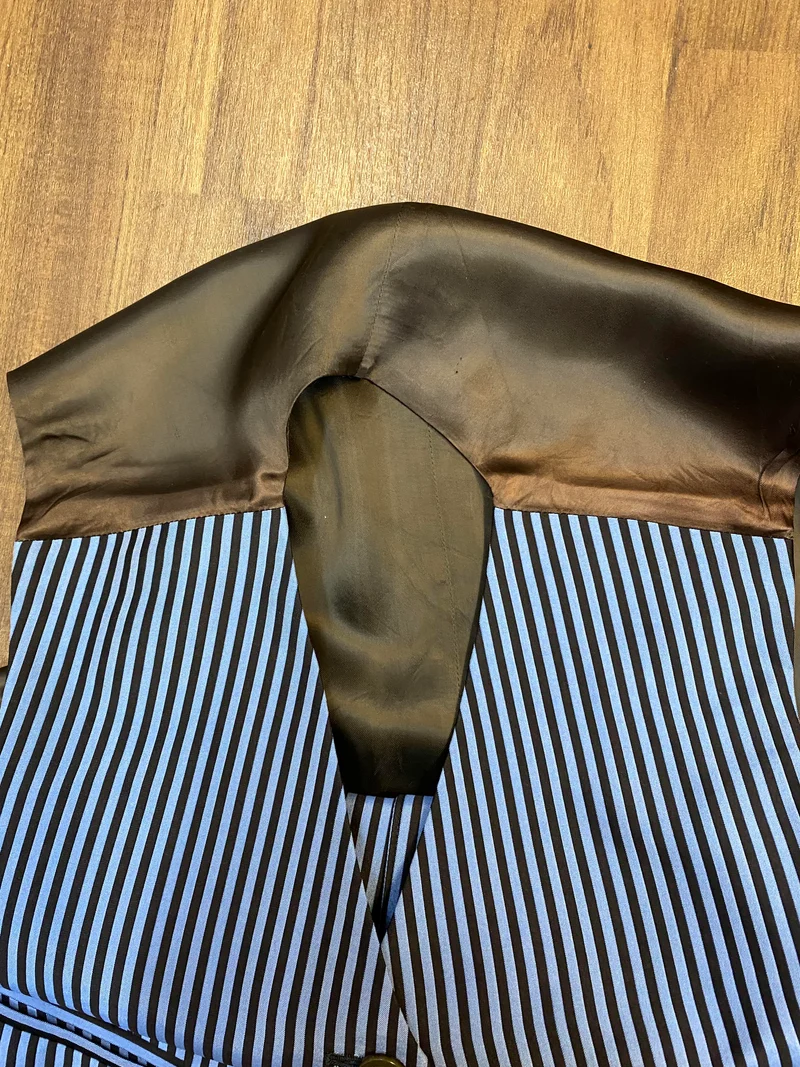 Vintage Damen Weste Nadelstreifen Braun Blau – Größe 38