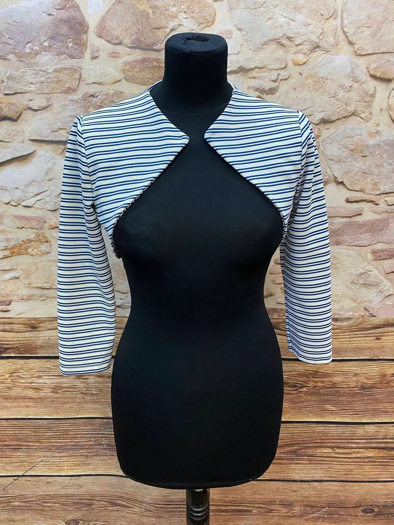 Vintage Bolero Damen blau weiß gestreift kurz Made in Italy Gr. S
