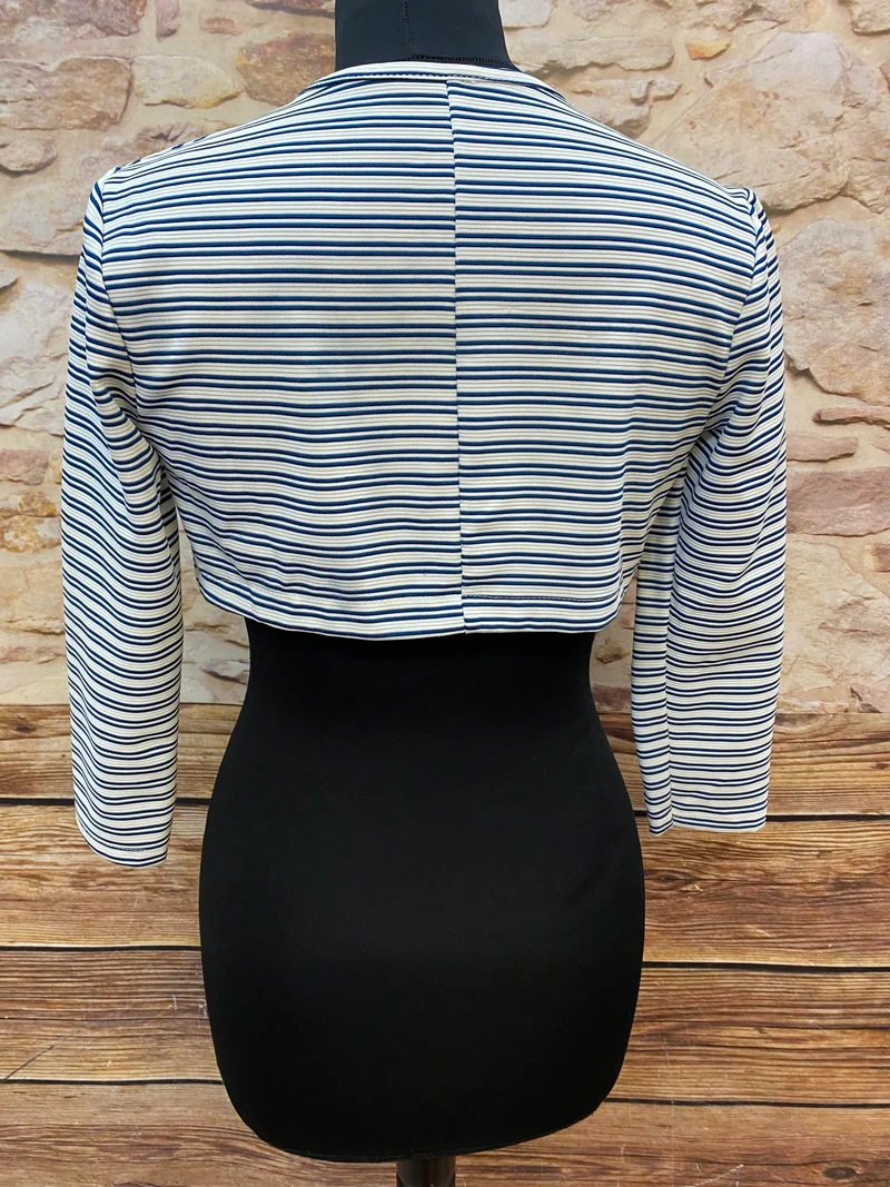 Vintage Bolero Damen blau weiß gestreift kurz Made in Italy Gr. S