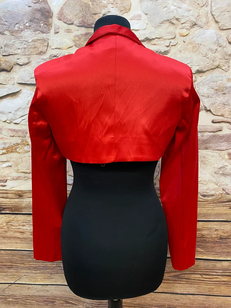 Vintage Bolero Damen rot kurz Reverskragen Made in Italy Gr. 40