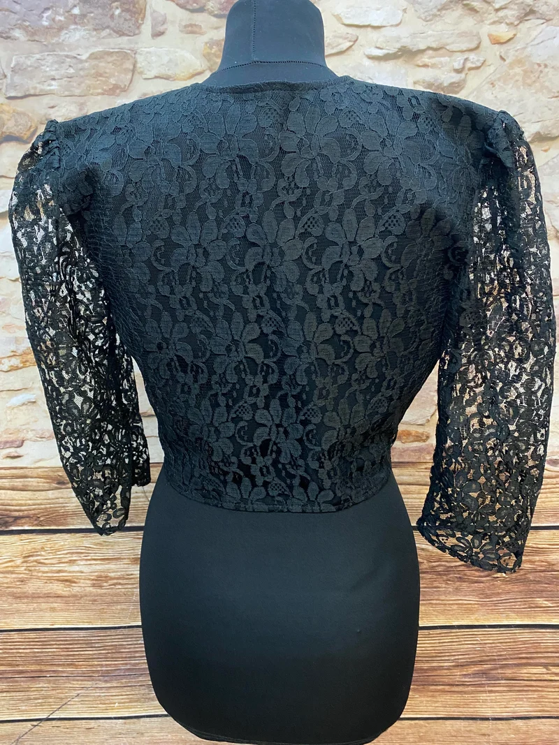 Vintage Spitzen Bolero Jacke schwarz Gr. 36