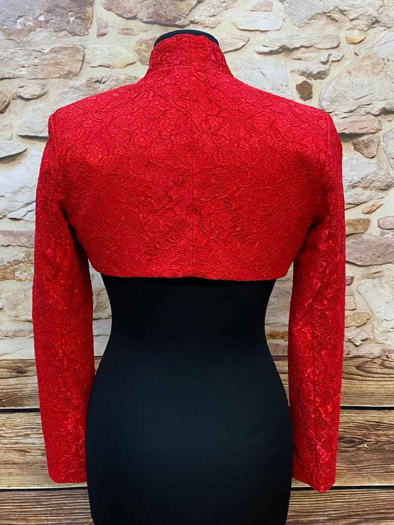 Bolero Jacke Spitze rot Gr. 34