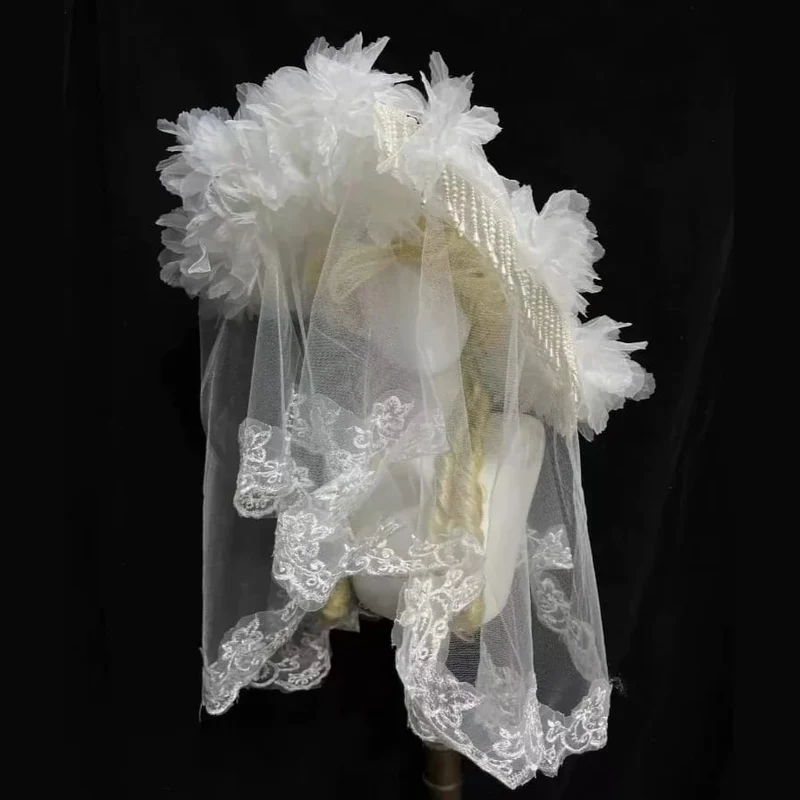 Gothic-Trauerhut für Damen im viktorianischen Stil mit Blumenmuster