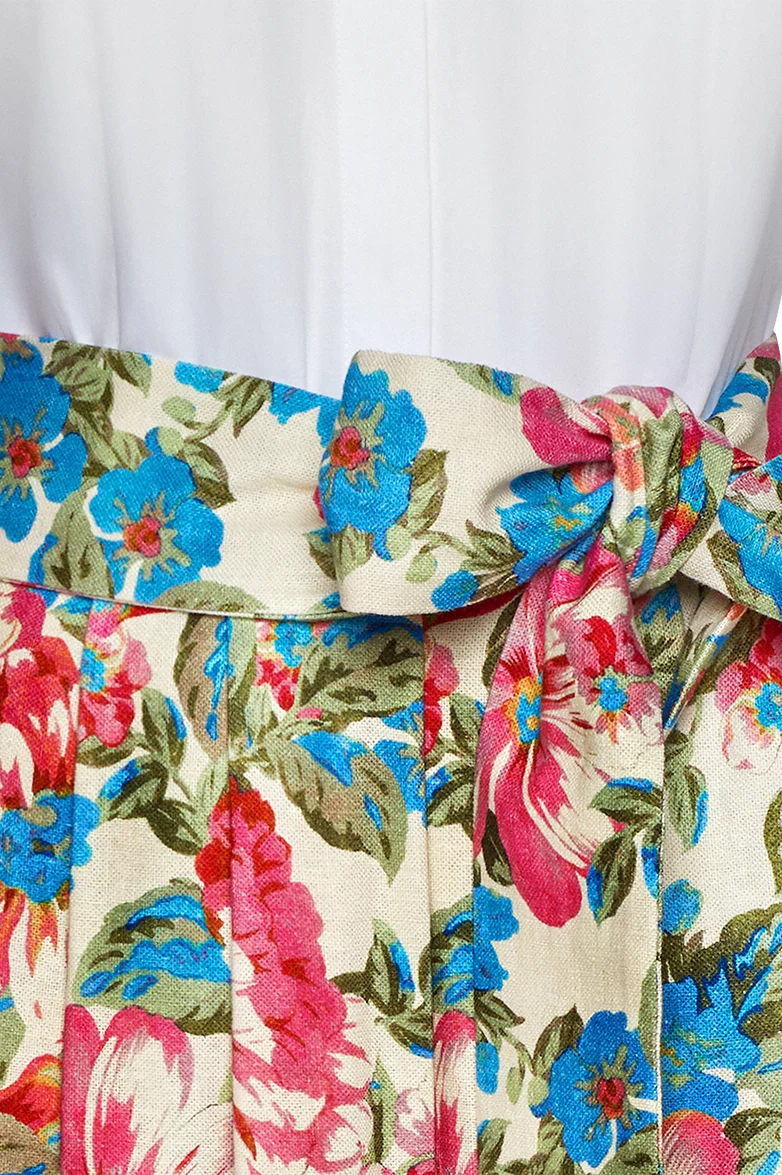 Blusenkleid mit floralem Leinenrock