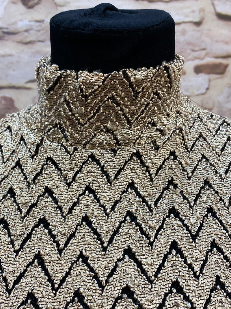Vintage 50er Jahre Stil Glitzer Oberteil Damen Gr. M in Gold Schwarz