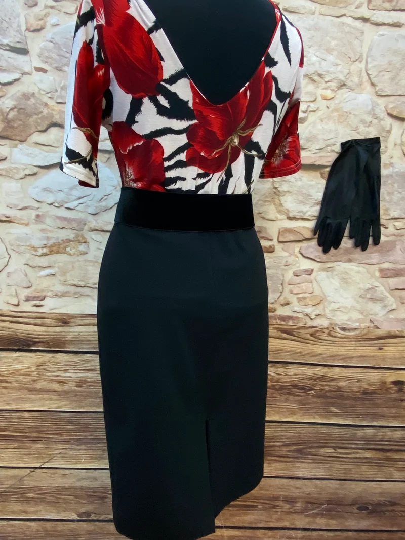 Rockabilly Damen-Outfit Gr. 38 mit Pencilrock