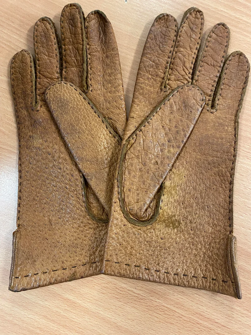 Vintage Lederhandschuhe Cognac mit Ziernähten