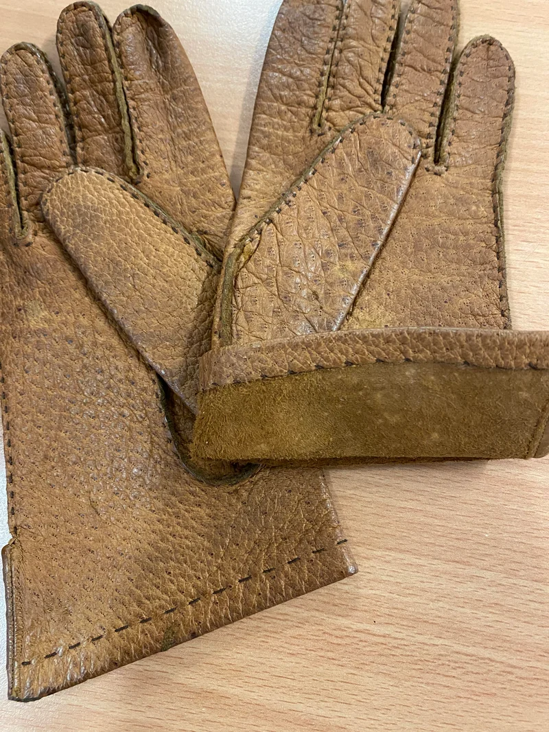 Vintage Lederhandschuhe Cognac mit Ziernähten